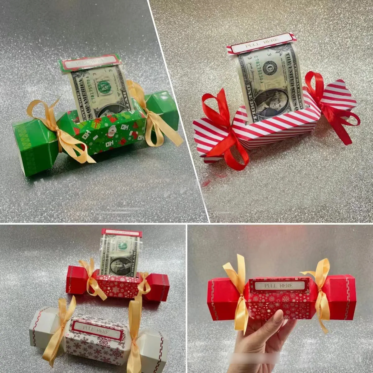 

6pcs Candy Shape Surprise Pouch Kit Pull Out Money Box Diy Cash Gift Box for Christmas Party And Valentine's Day