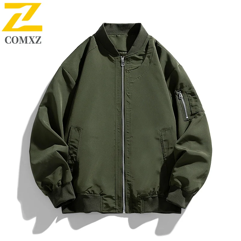 COMXZ Baseball Jacket Male Vintage Loose Fit Working Tooling Jackets Fashion Streetwear Windproof Spring Autumn New Clothing
