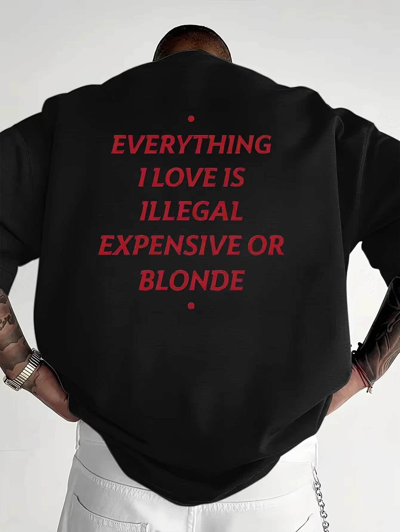 2026 New Funny Everything I Love Is Illegal Men Breathable Print Short Sleeve Streetwear Men's T Shirt Top image 2