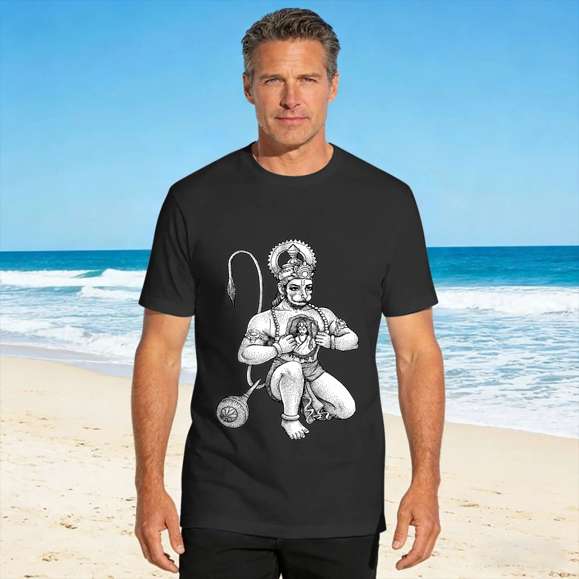 Hanuman Hindu Deity T Shirt Men's  Funny T Shirts Summer O-Neck Novelty Tee Shirt Casual Oversized Clothing
