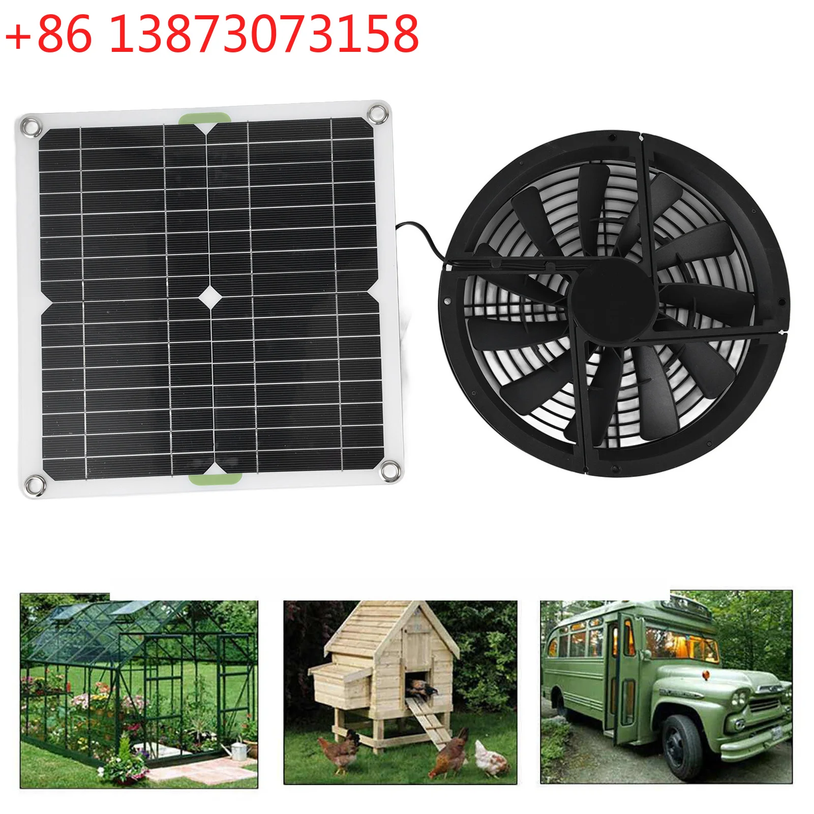 

Solar Panel solar Fan Kit 10in 100W Waterproof Solar Panel Round Ventilation Case Exhaust Fan for Chicken Coop Greenhouse Shed