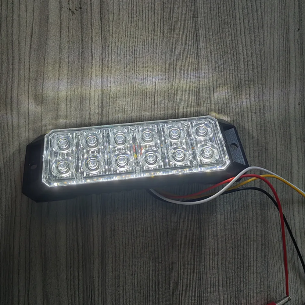 LED Flashing Strobe Lights for 12-24V Trucks 12LEDS Car Vehicle Mini Grille  Head Emergency Beacon Hazard Warning Lights