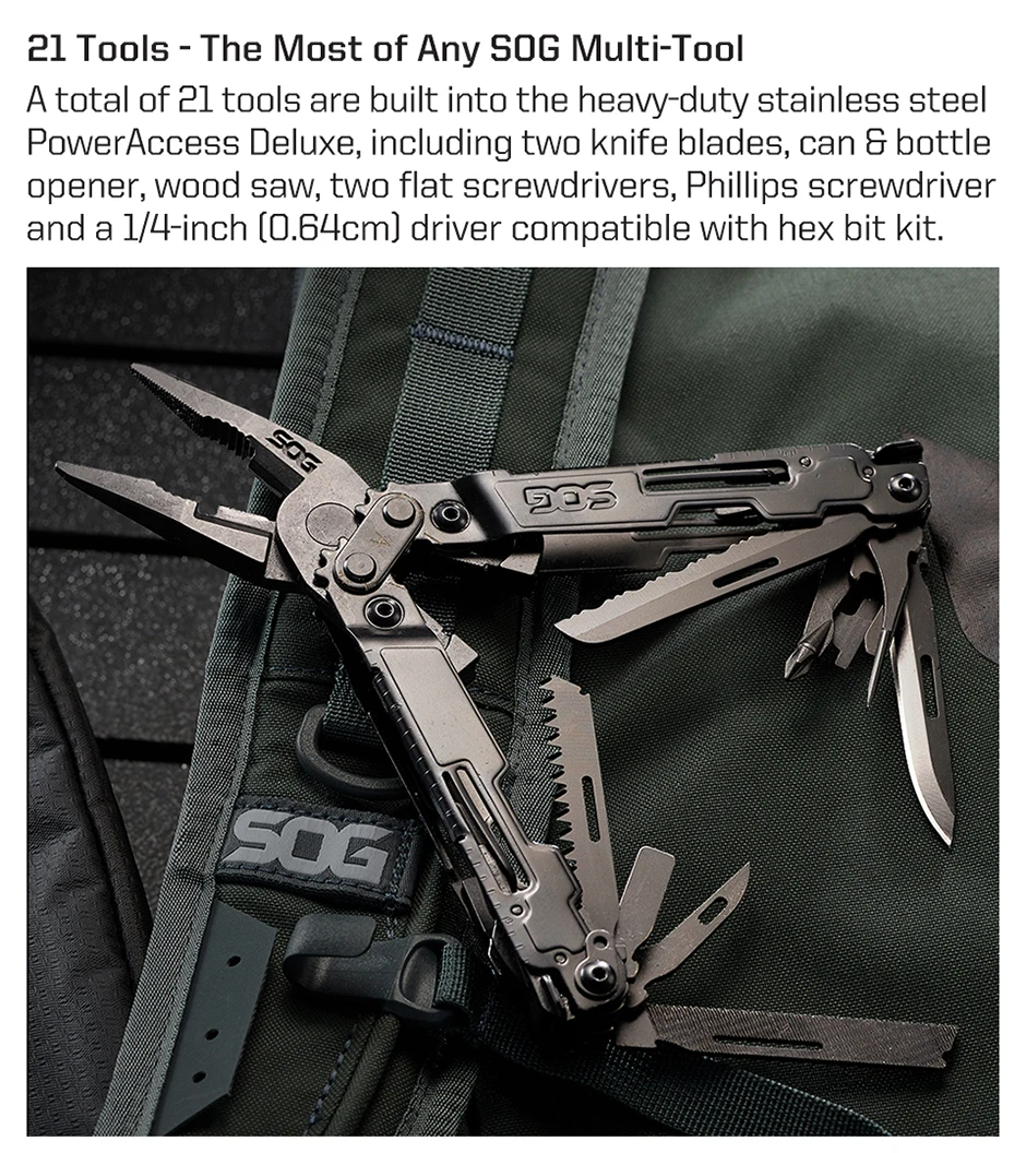 SOG 21-in-1 Professionelles Multitool mit Säge, Schraubendreher-Sets, Klappmesser, EDC Multifunktionszange, Handwerkzeuge, Taktische Ausrüstung – Detail 6