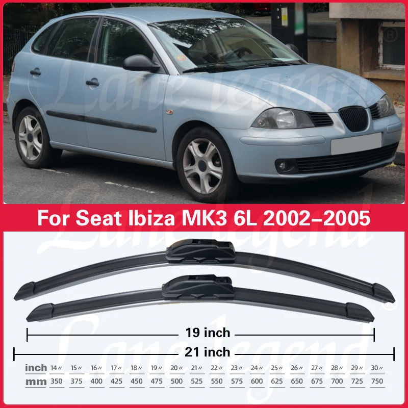 Wiper LHD Front Wiper Blades For Seat Ibiza MK3 6L 2002 2003 2004 2005 Windshield Windscreen Window Car Rain Brushes 21\