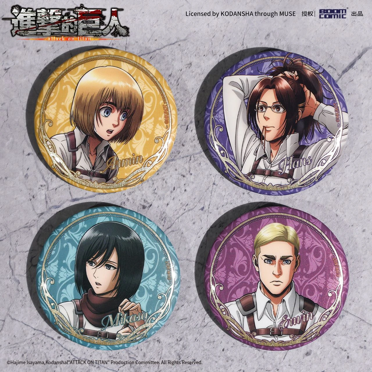 Original Attack on Titan Season 3 Stand Up Badges Pins Levi Eren Anime Peripheral Acg Ornament Goods Collect Toys Boys Gift view 3