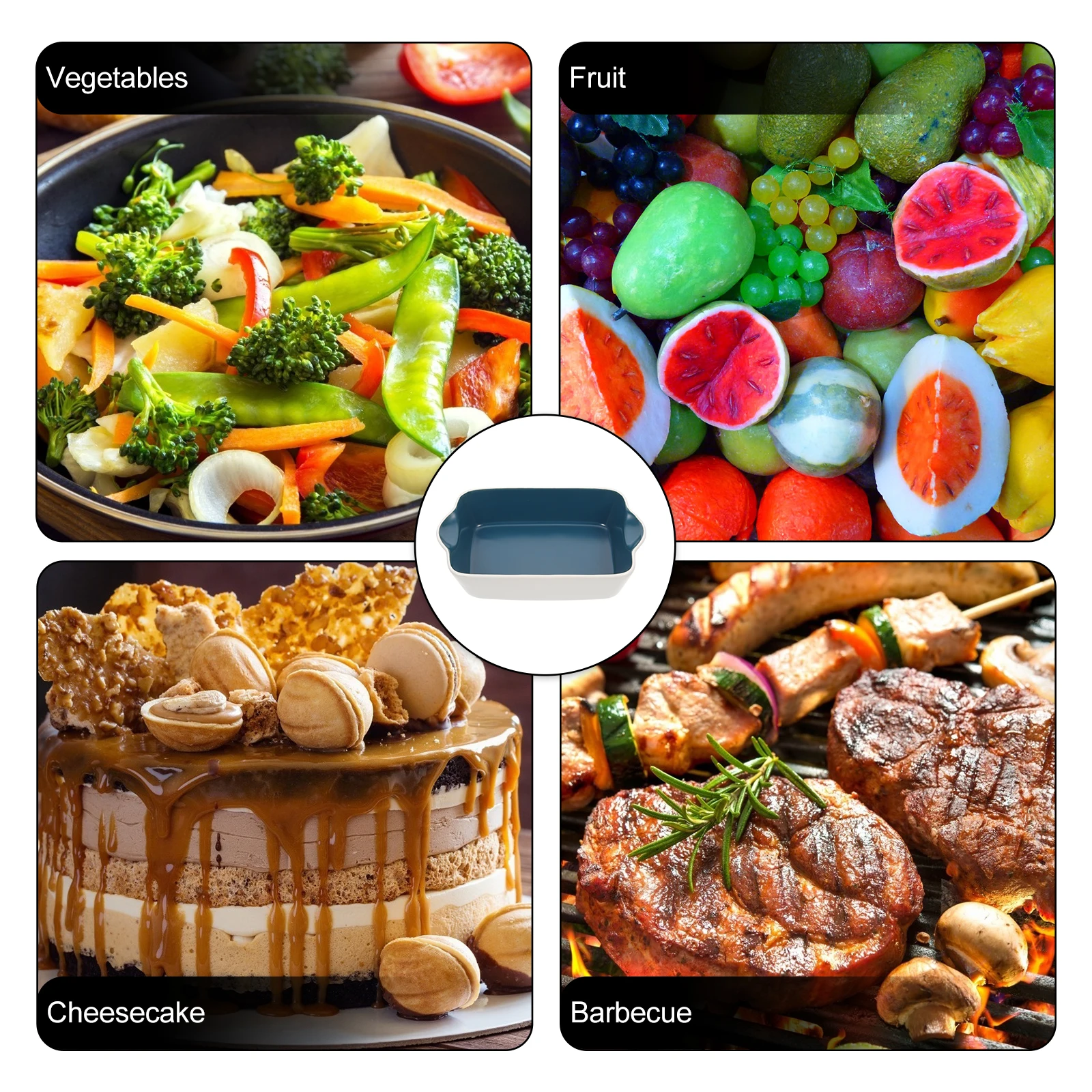 

Ceramic Baking Dish with Double Handles Elegant Two-Tone Design Non-Slip Roasting Plate for Pie Cake Lasagna Vegetable