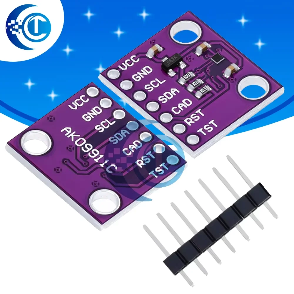 AK09911C 3‑Axis High‑Precision Hall‑Effect Magnetometer, Geomagnetic‑Sensor Drone Attitude‑Detection Module