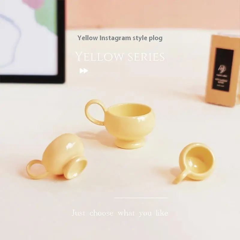 1Pcs Miniature Coffee Cup Ornament Toy Model Dollhouse Mini Mug Cup Teacup Furniture Model DIY Accessories