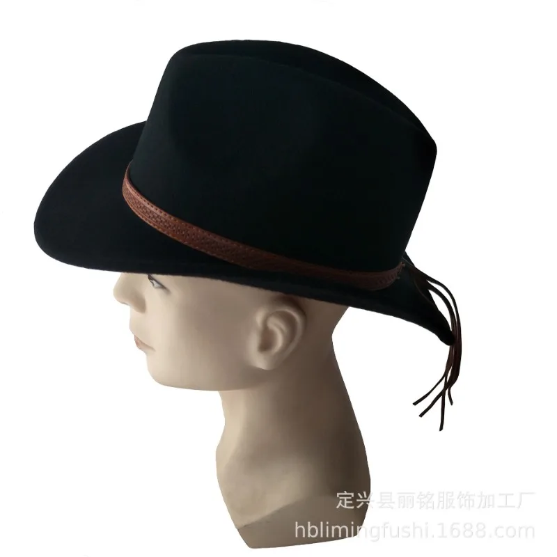2026 New Wool Western Cowboy Hat Wide Brim Outdoor Travel Autumn Winter Unisex Cap
