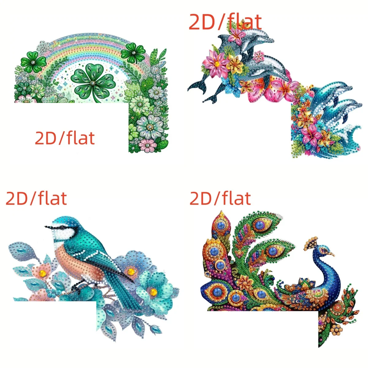 DIY Water Diamond Handicrafts, 2D Flat Acrylic Material, 1 Diamond Painting Craft Set, Beautiful Peacock Wooden Door Top Decorat