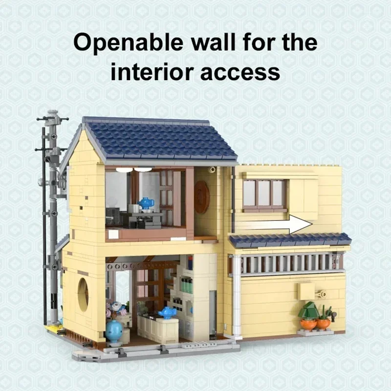 1200PCS JapaneseTheehuis Bouwstenen Stad Street View Model Bricks Set Met Licht Idee Desktop Decoratie Kinderen DIY Speelgoed