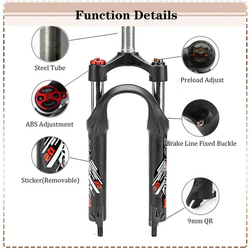 BUCKLOS E-Bike Fork 20 Inch Folding Bicycle Fork 9*100mm Aluminum Alloy MTB BMX Forks Quick Release Travel Trail Bike Forks