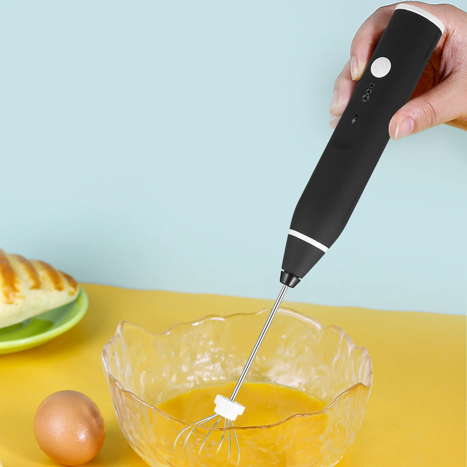 

1Set Electric Whisk Stainless Steel Handheld Milk Frother for Kitchen DIY Coffee Making Bubble Tool USB Powered Automatic Mixer