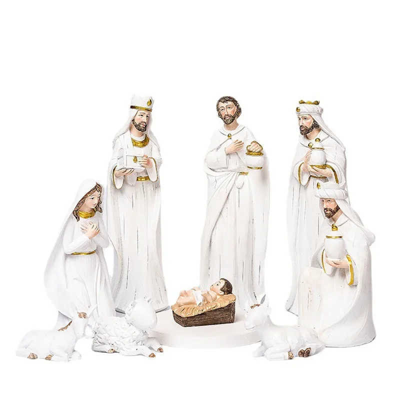 Birth Christmas Crib Nativity Scene Figures Catholic Christian Decor Home Decoration Orthodox Manger Church Utensils Jesus