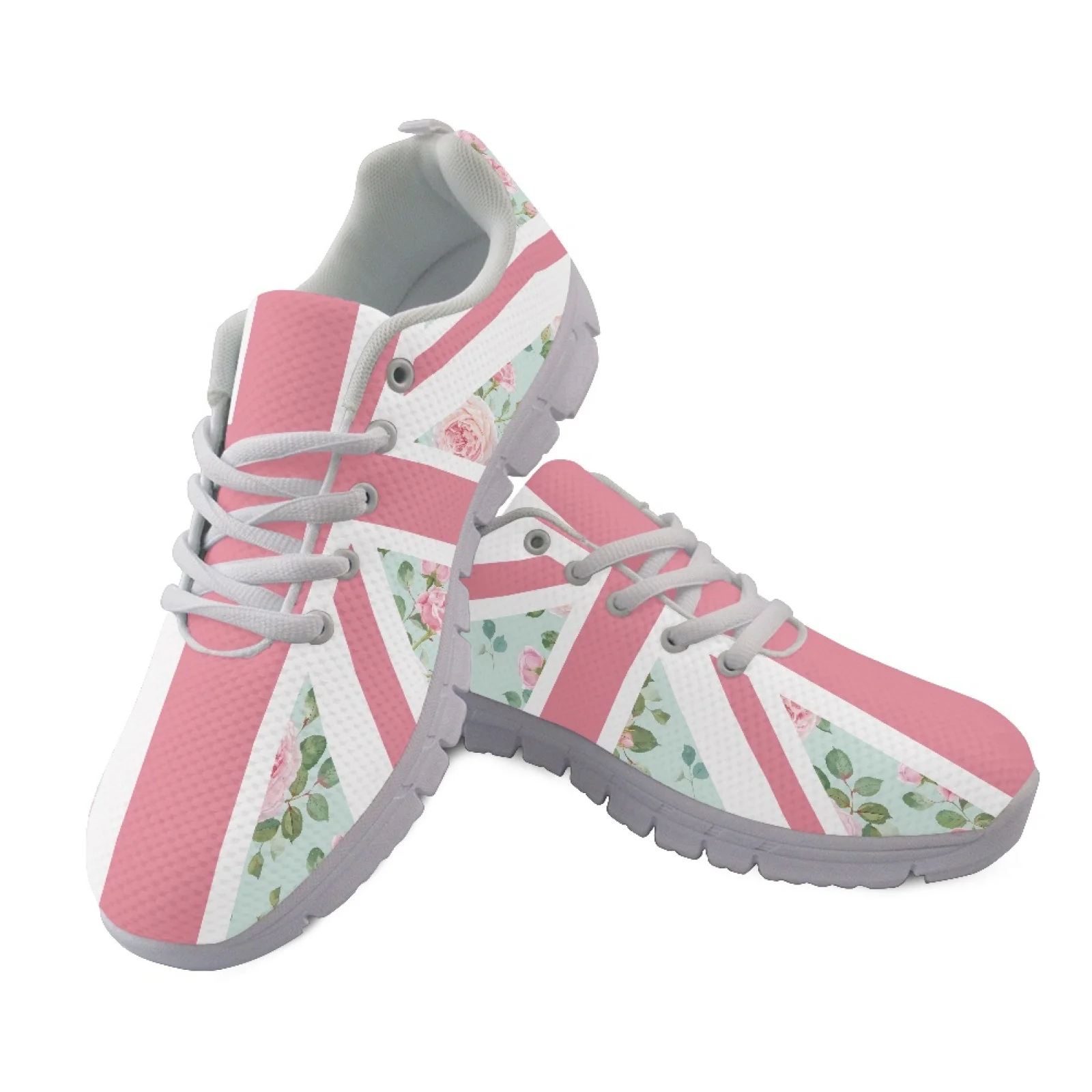 Coloranimal Roses New Design Tennis Shoes Mens Athletic Sneakers Breathable Walking Shoes for Women