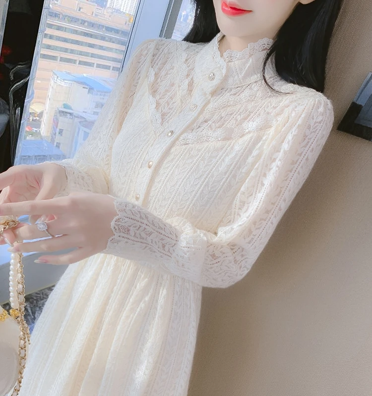 

Женское платье TIMO Fairy Long Dr с кружевным воротником и пальто-накидкой, базовая юбка для осени и зимы, с завышенной талией