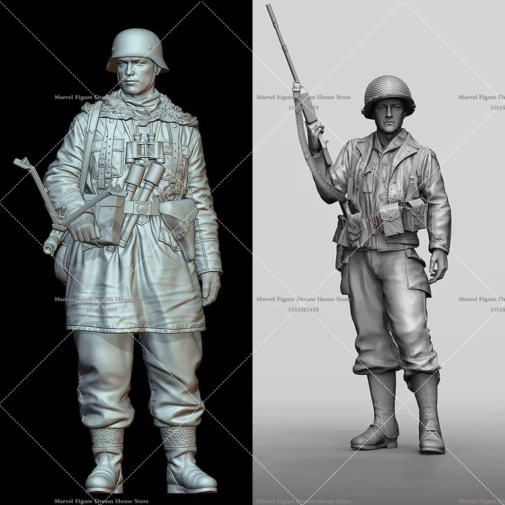 1/16 Miniature Scene Doll White Resin Model Un-panited Unassembled World War II Military Themes Gunner Soldiers Action Figure