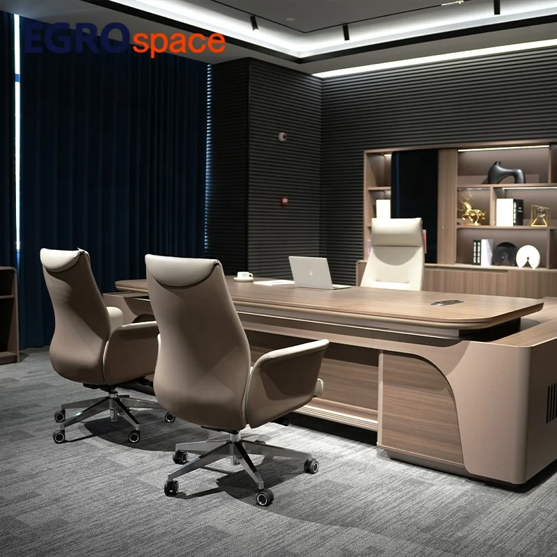 

Современный роскошный офисный стол руководителя L-образной формы из меламина