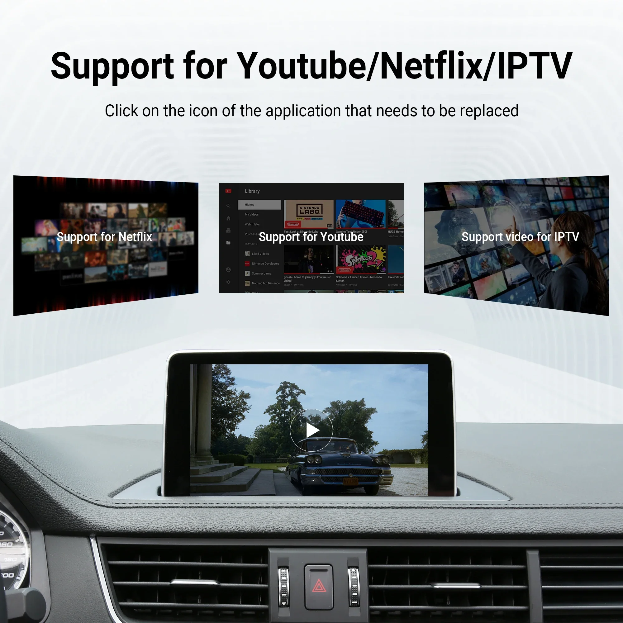 Multimedialna skrzynka bezprzewodowa CarPlay Android Adapter automatyczny Youtuber Net flix IPTV akcesoria samochodowe Bluetooth dla Benz VW Ford