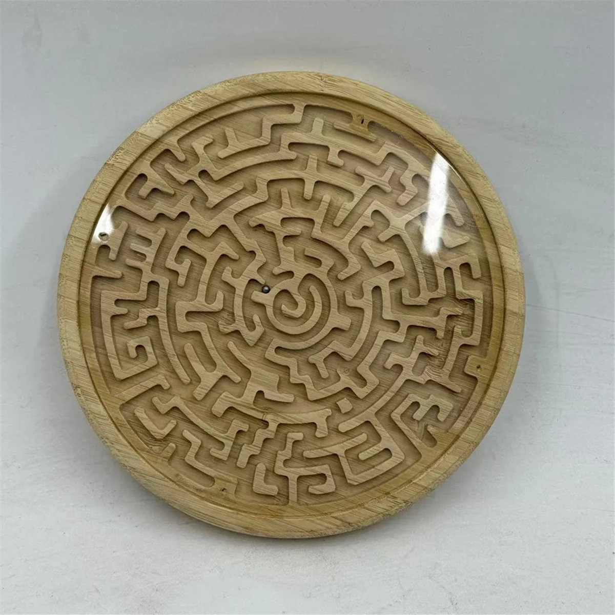 AA98 Drewniana Gra Planszowa Labirynt Puzzle Okrągły Labirynt Planszowy Wielofunkcyjna Gra Logiczna Labirynt Zabawka dla Maluchów i Dorosłych