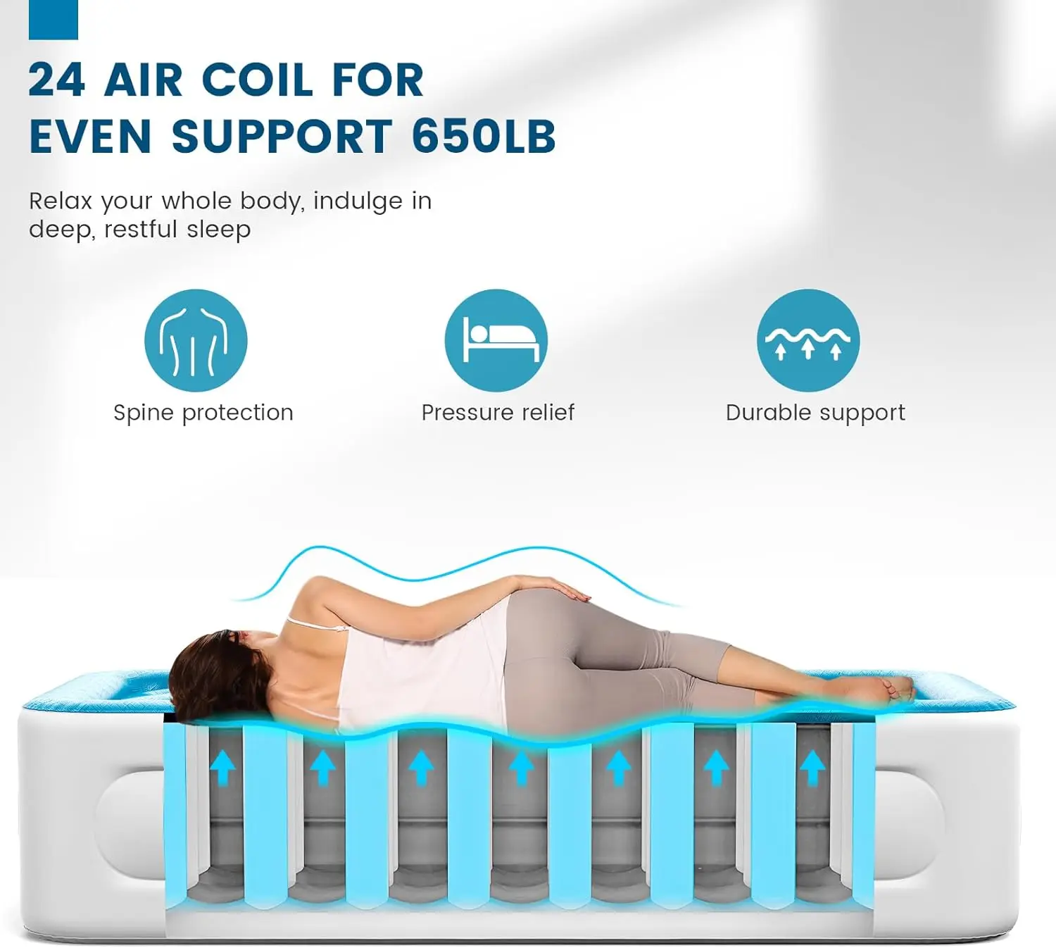 Twin Air Mattress With Built In Pump Raised Bed, 18'' High Single Blow Up Mattress, Durable Self Inflating Air Bed With Flocked