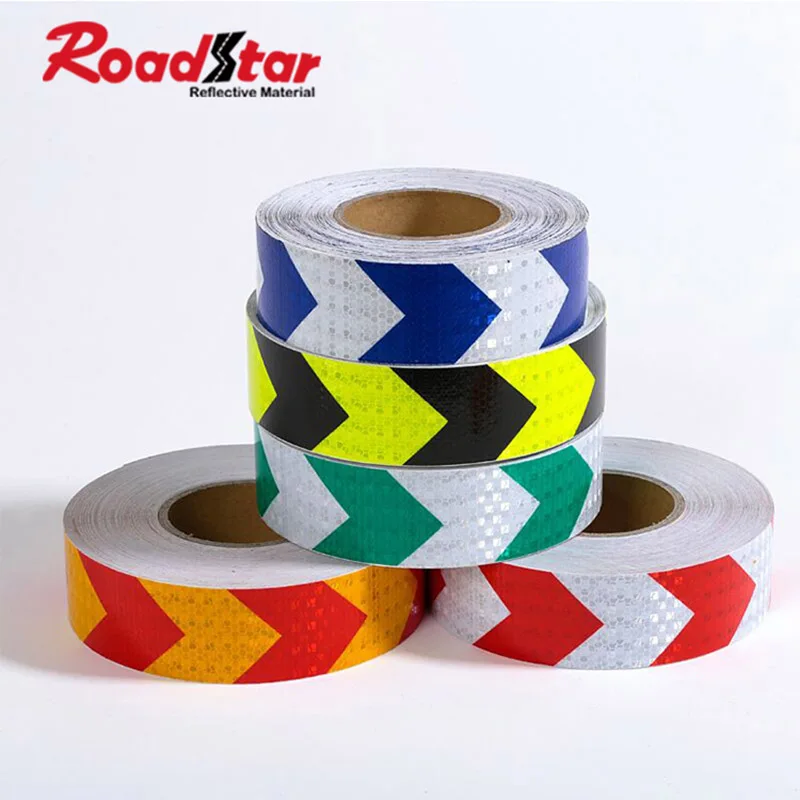 Roadstar 50mmX50m Arrow Safety Warning Conspicuity Reflective Tape Marking Film Sticker for Fairways Truck Motorcycle Bicycles