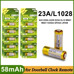 5-30 pz 23A 12V 58mAh batteria telecomando giocattoli batteria alcalina a secco primaria L1028 21/23 A23 E23A K23A V23GA GP23A RV08 LRV08