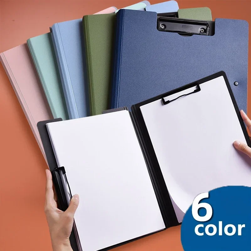 

1pcs A4 Profile Clipboard Double Clip Clip Board 100 Sheets Office Documents Organizer Writing Pad Paper Storage A4 File Folders