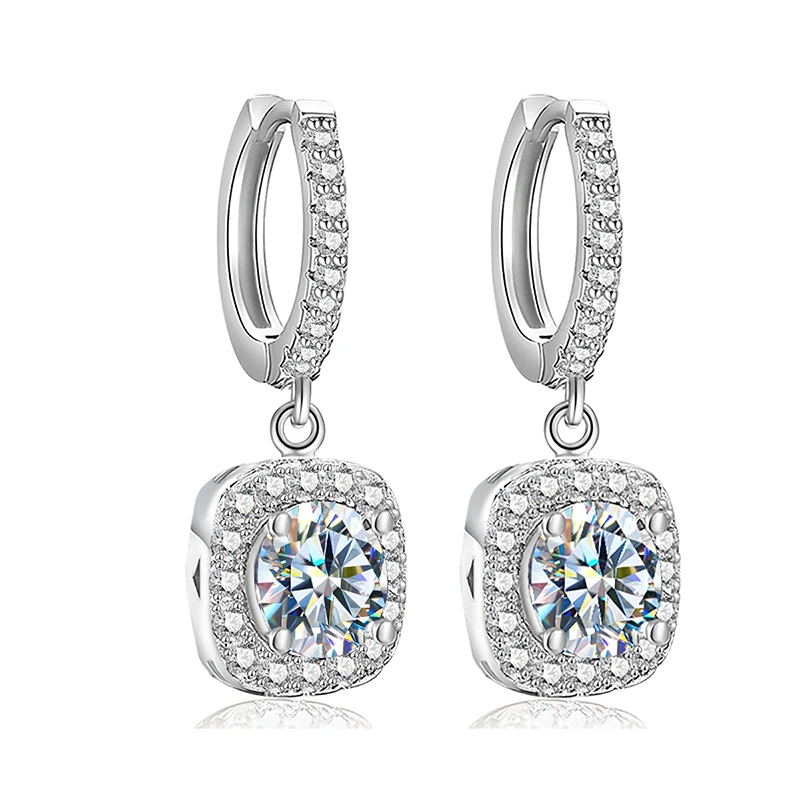 GRA Fashion 0.5CT D Color Wedding Engagement Moissanite Diamond Drop Earrings for Women 925 Sterling Silver Certified Jewelry