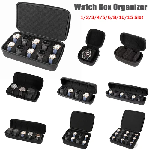Caja organizadora para relojes, Estuche De Viaje para relojes, almacenamiento portátil, soporte de exhibición para relojes de pulsera y relojes inteligentes, regalo para hombres y mujeres