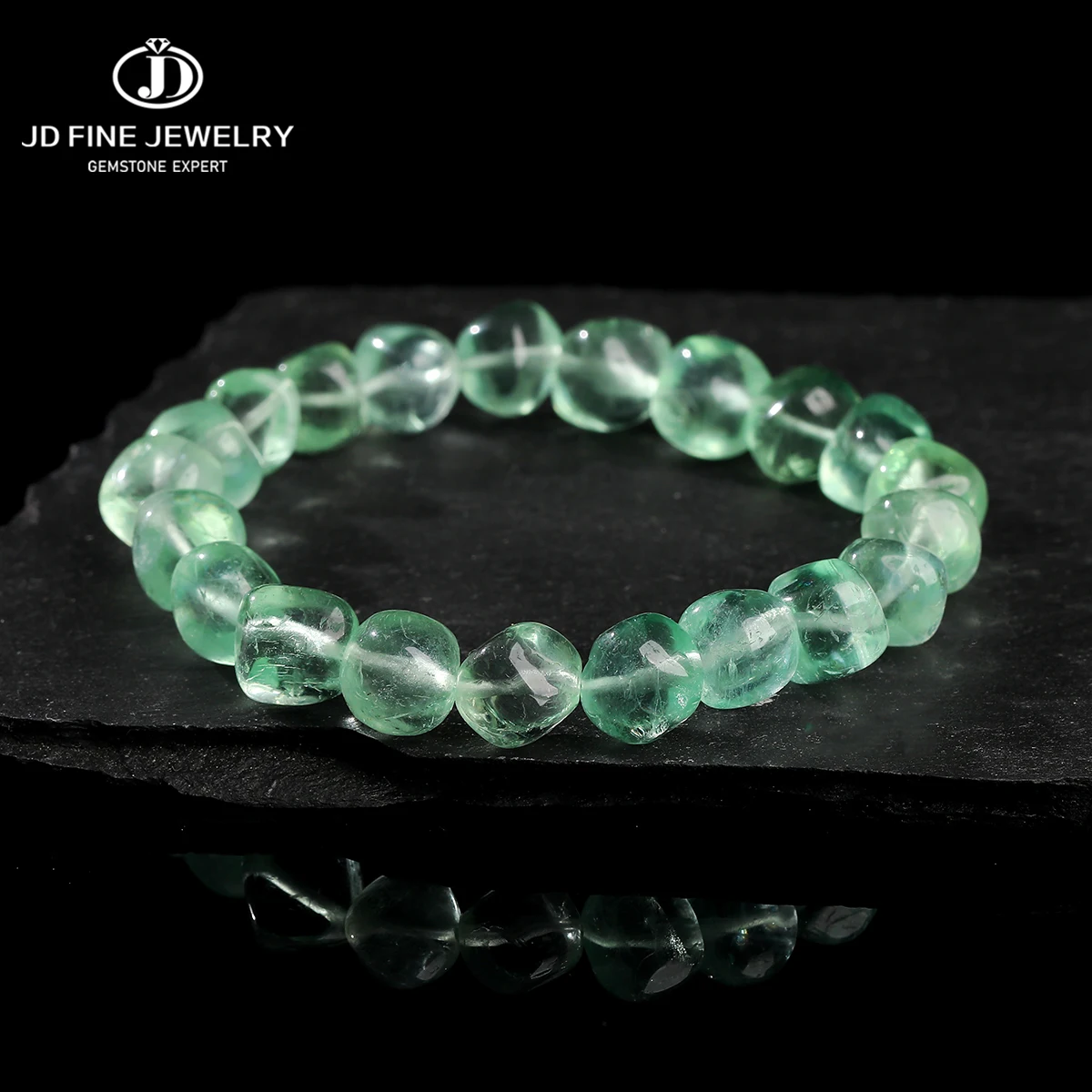 

JD Natural Stone Green Fluorite Irregular Candy Bead Bracelet Women Personality Minimalist Energy Healing Gems Jewelry Gifts