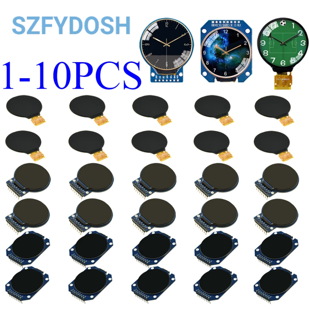 1-10pcs 1.28" Round IPS LCD 240x240 GC9A01 SPI Display for Arduino ESP32 Wearable