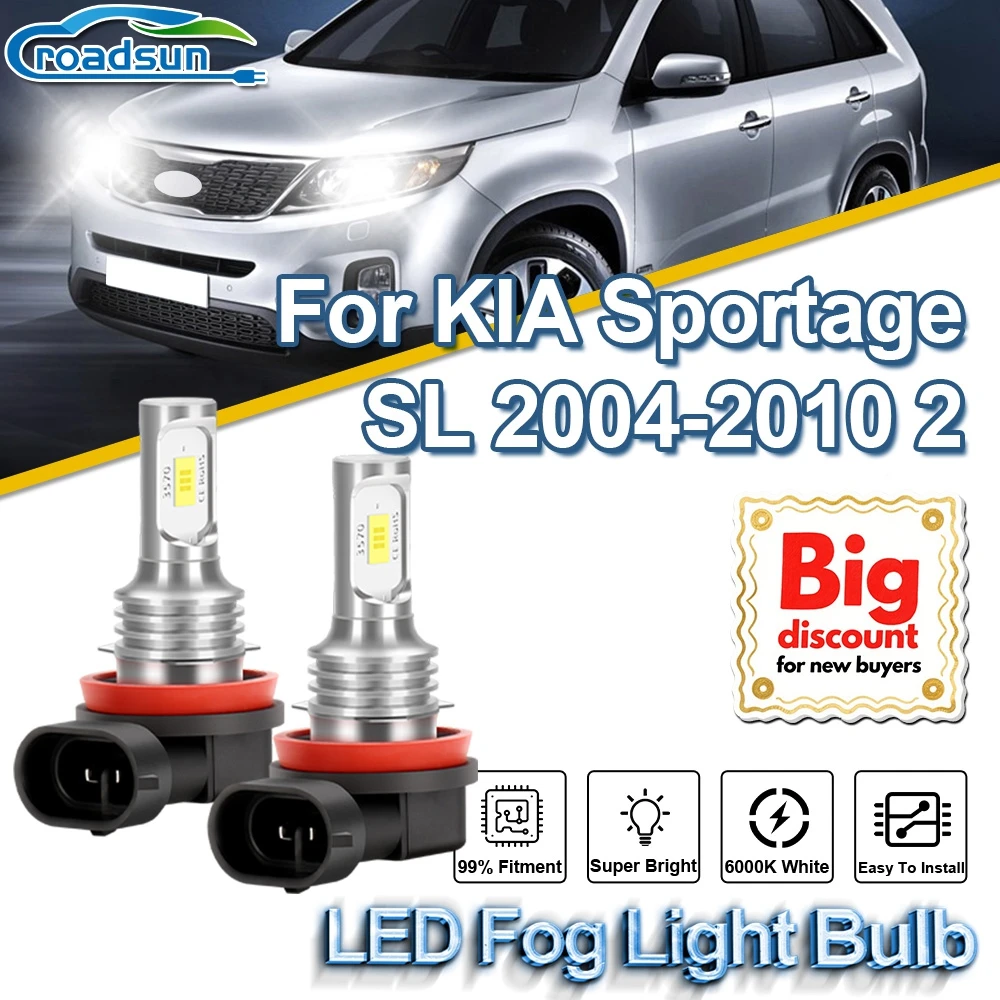 

ROADSUN для KIA Sportage 2 SL 2004 2005 2006 2007 2008 2009 2010 2 шт. Canbus светодиодные противотуманные фары ампулы Plug and Play противотуманные фары