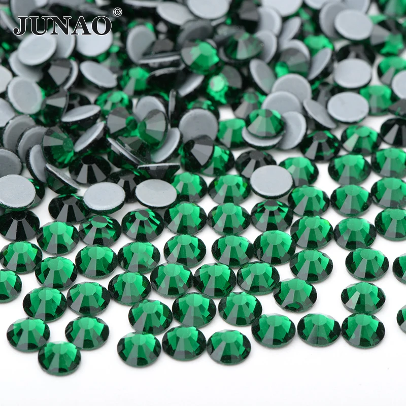 JUNAO SS 6 10 16 20 30 Top Quality Topaz Color Glass Rhinestones Flatback Hot Fix Crystal Iron On Round Strass For Nail Art