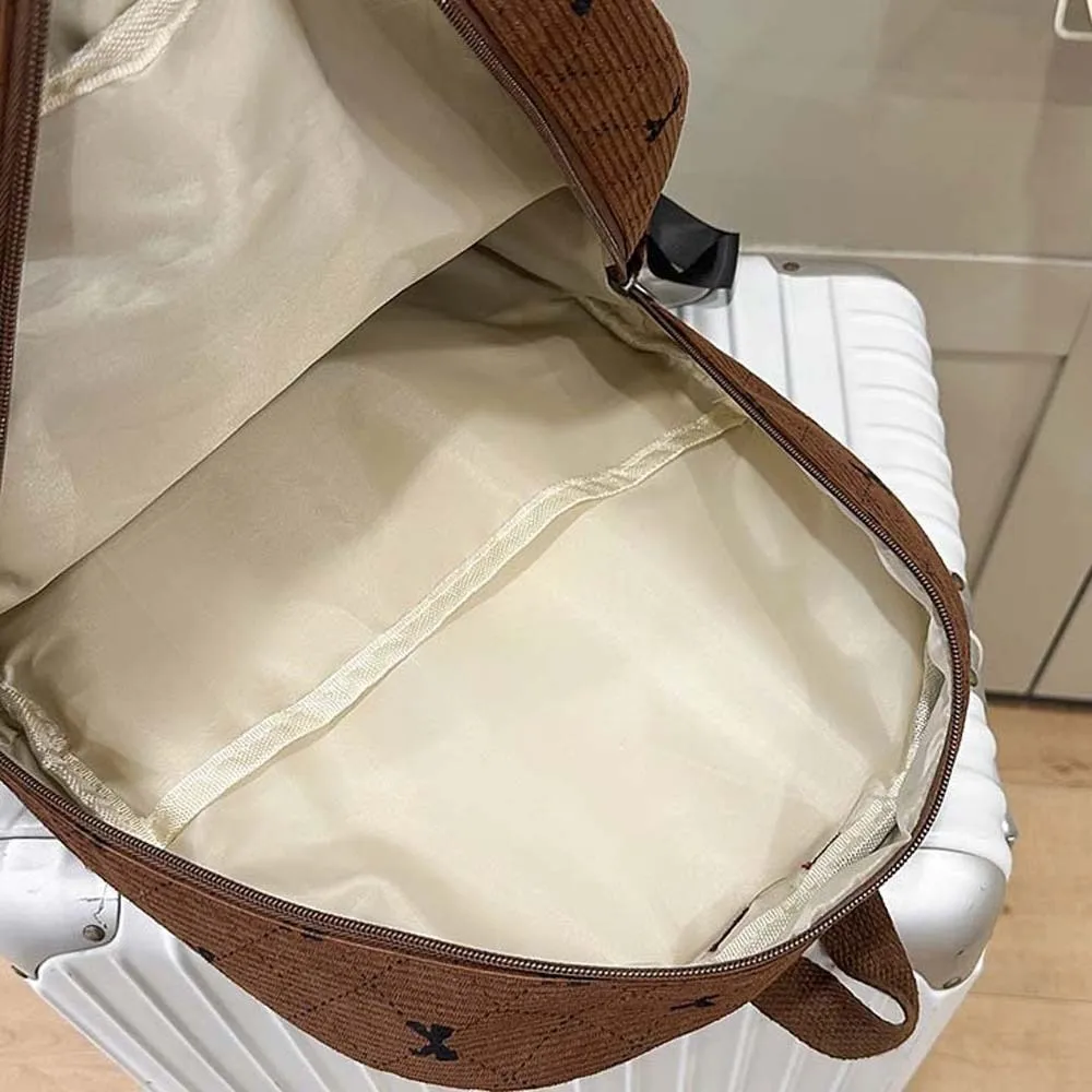 

Lightweight Daypack Corduroy Bow Backpack Silk Design Casual Students School Bag Durable Polyester Large Capacity Backpack Women