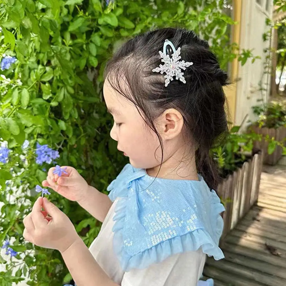 Princess Snowflake Hair Clip Blue White Christmas Hair Accessories For Women Girl,Xmas Bow Hair Clip Glitter Snowflake Barrettes