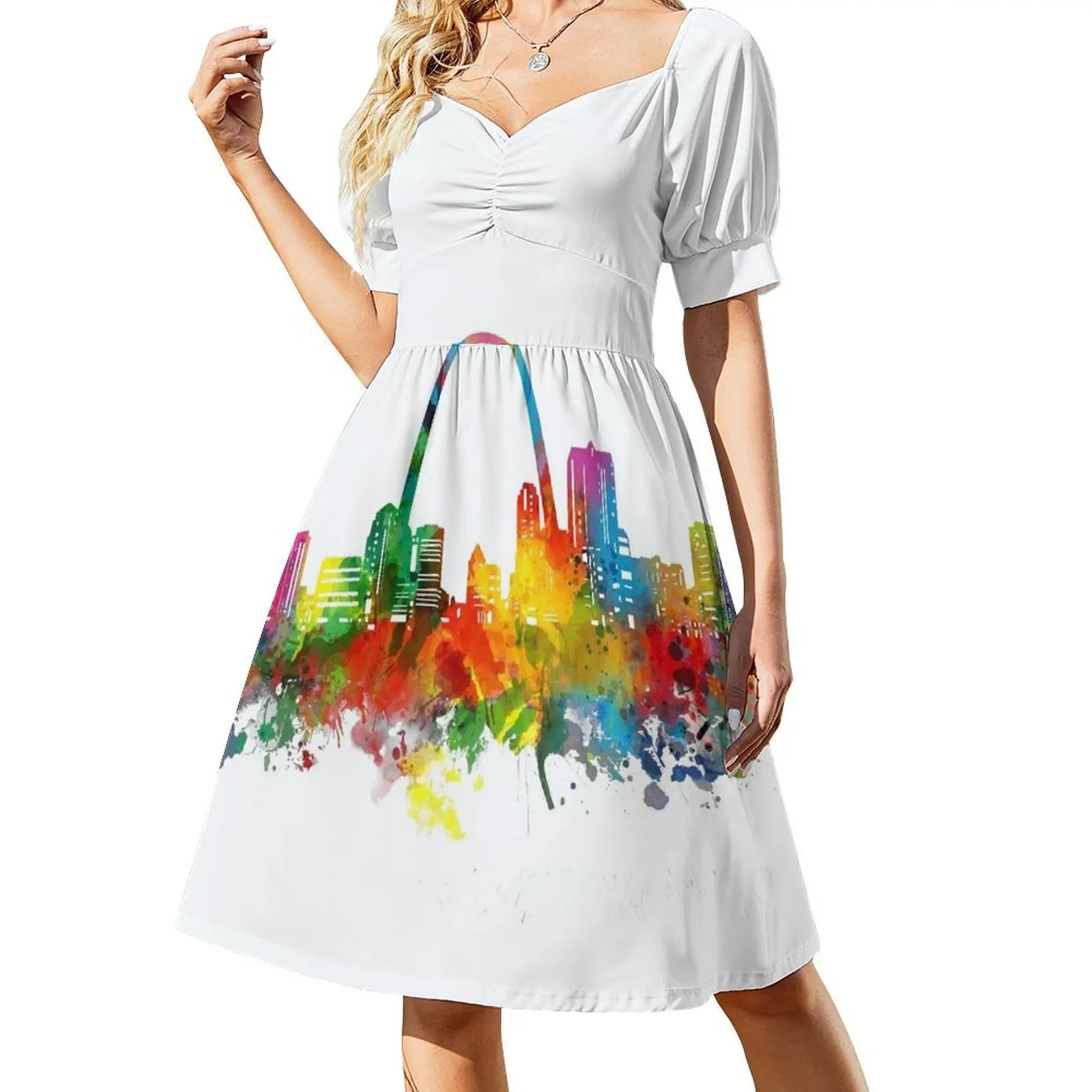 

st louis skyline Short-Sleeved Dress prom dress 2025 dress for woman women long dresses