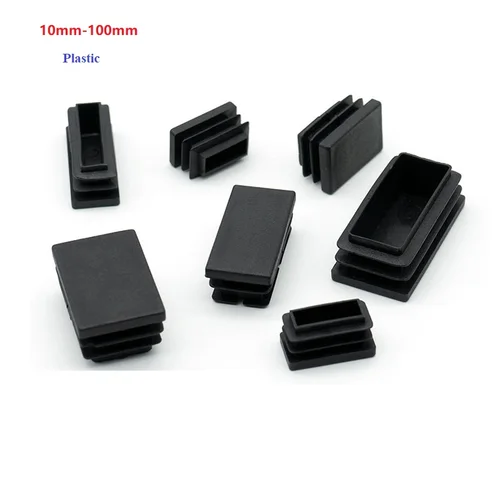Imagen 1 del producto Tapas de extremo ciego de plástico negro, tapón de tubo Rectangular, tapones de inserción, bung, muebles, mesas, sillas, protectores de almohadillas para pies
