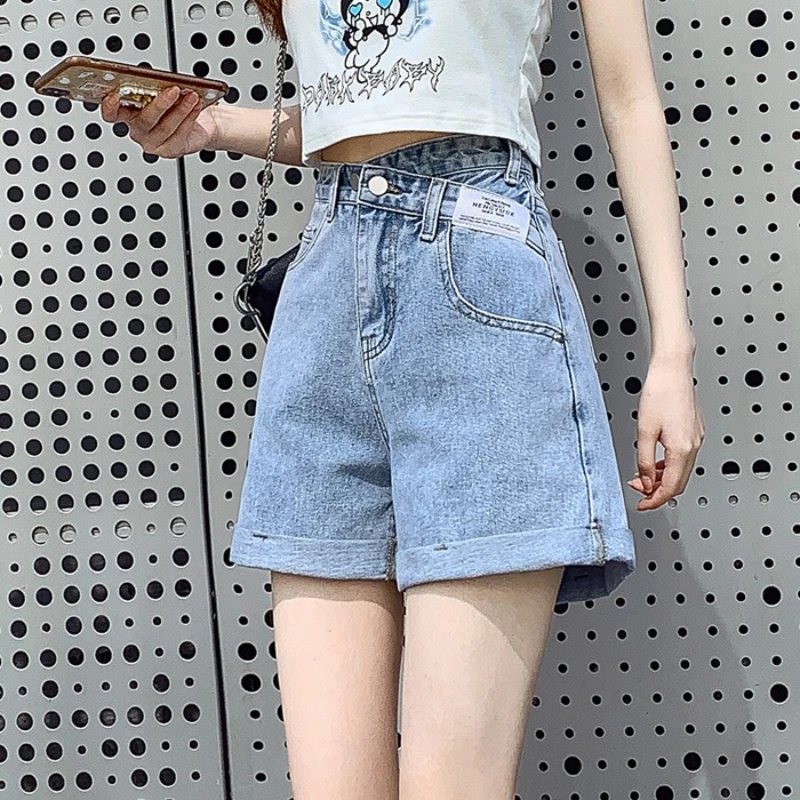 

Women Jeans Letter Denim Shorts Harajuku Casual Vintage A Line Loose Shorts Summer High Waist Pants Fresh Style Y2K Jeans Shorts