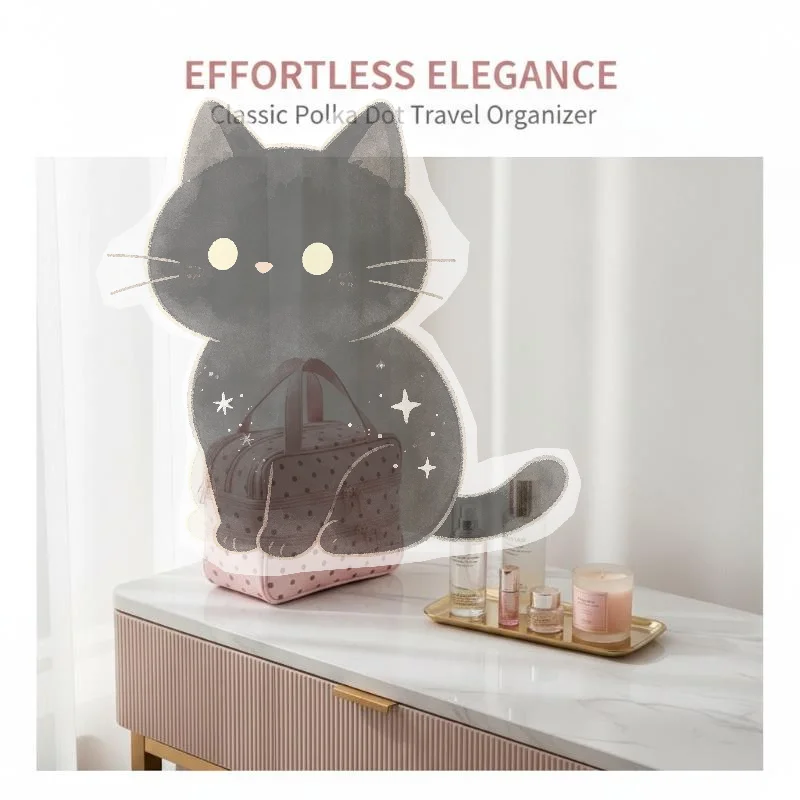 Cosmetic Bags - Waterdichte toilettas van PU-leer met stippenpatroon,