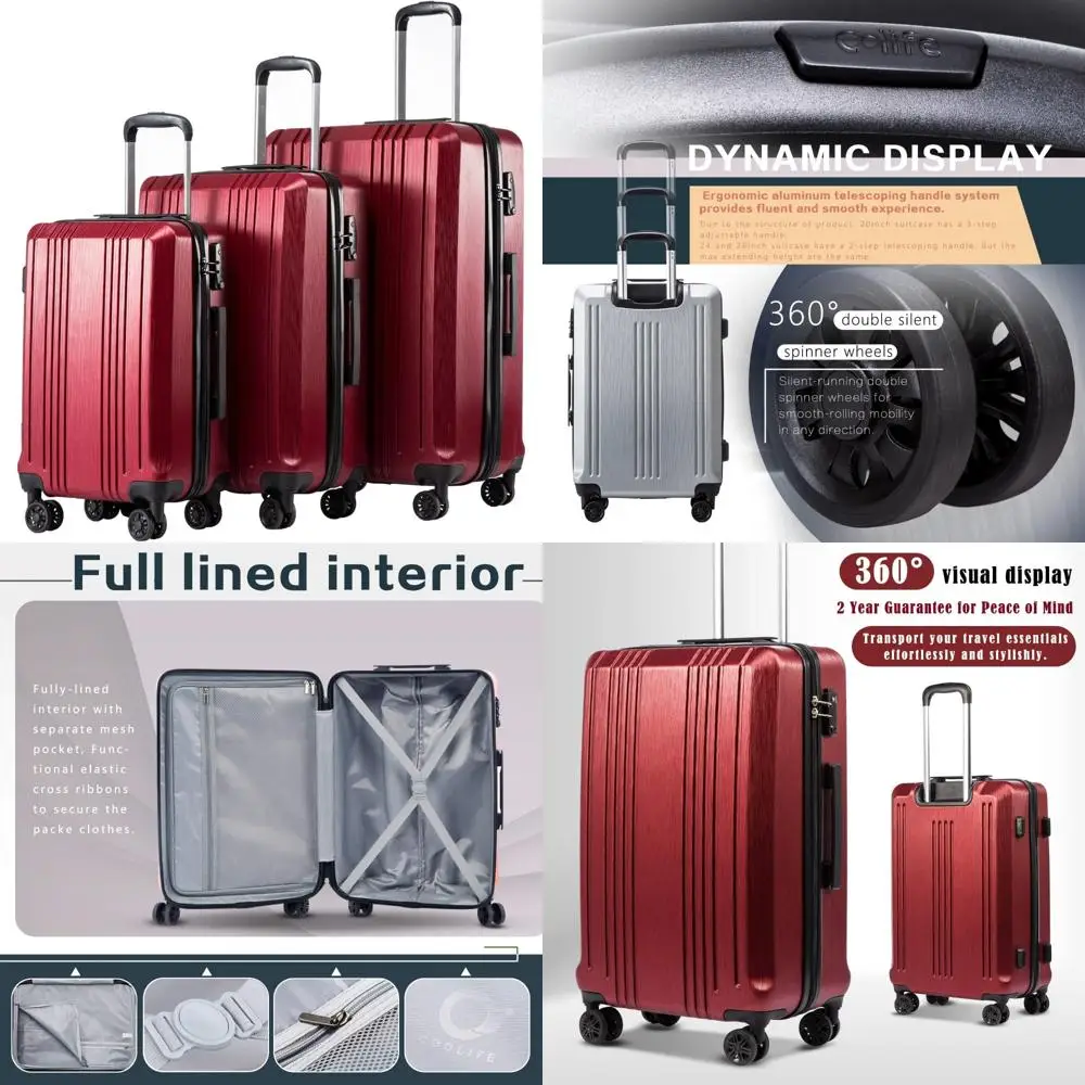 Expandable Suitcase Set - 3 Piece Spinner Luggage with TSA Lock, PC+ABS Material, Travel Essential
