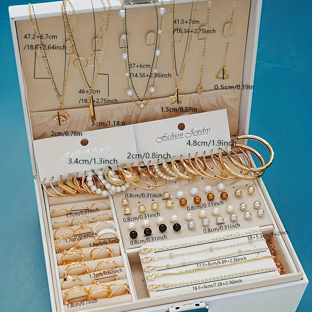 

86 Pcs Jewelry Set Including Necklaces, Earrings, Rings, with Everyday Clothing, Party Accessories (no Box)