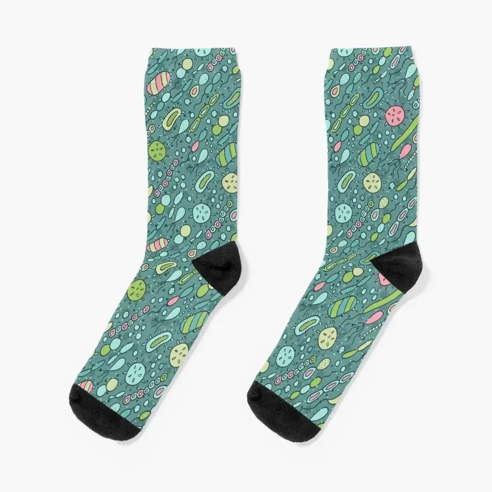 

Microbes pattern. Bacteria design for biology lovers. Virus illustration. Socks Wholesale Crossfit new year Socks Girl Men's