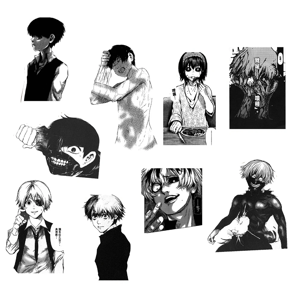 10/30/67PCS Black White Tokyo Ghoul Stickers Kaneki Ken Anime Decals Decorative Scrapbooking Laptop Stationery Kids Manga Toys