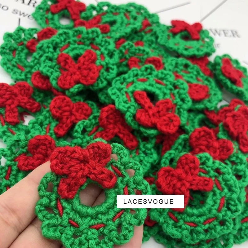 Christmas Crochet Knitted Cotton Stuff, DIY Patchwork, Handmade Needlework, Sewing Clothing Accessories,4cm, 20Pcs,202