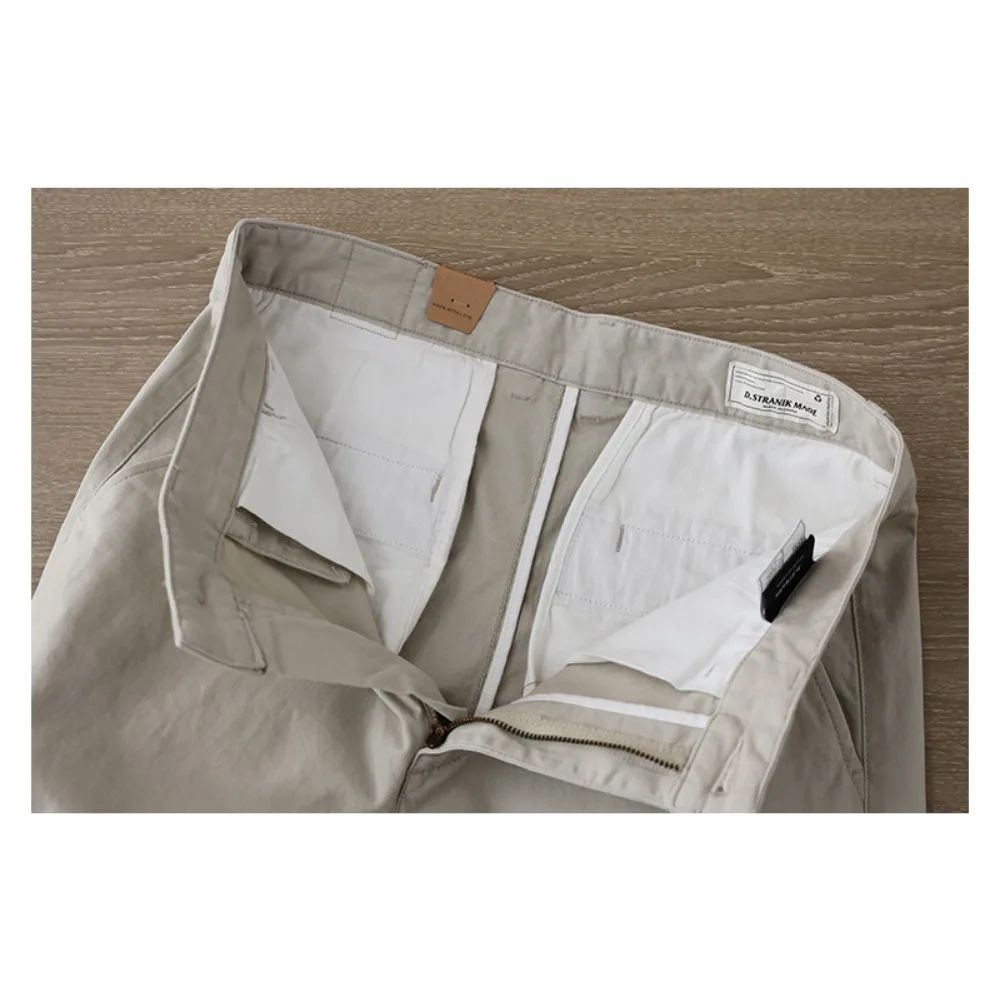 Micro-stretch nine-point pants Simple commuting casual pants Cotton slightly loose small straight pants