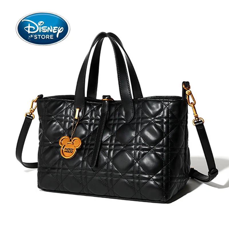 

Disney Leather Black Mickey Mouse Diamond Lattice Underarm Bag Ladies High-End Single Shoulder Crossbody Bag With Large Capacity