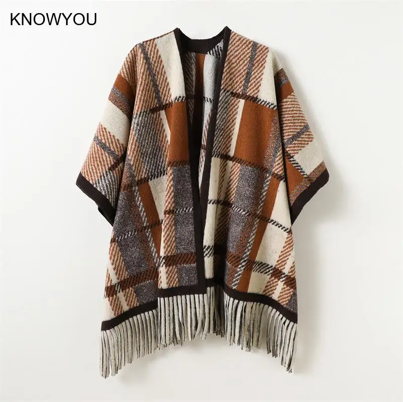 

Vintage Pashmina Women Shawl and Wraps 2025 Autumn Winter New Cape Plaid Bufanda Warm Cashmere Blend Echarpes Jacket Ourwear