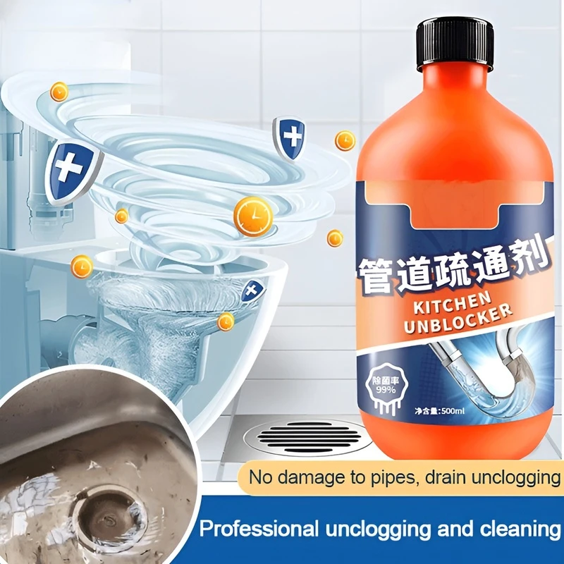 500ml MOMENG Pipe Dredger Deodorizer For Drain Clogs Fast Dissolve Unique Formula Safe Natural Pipe Cleaner Remove Blockages