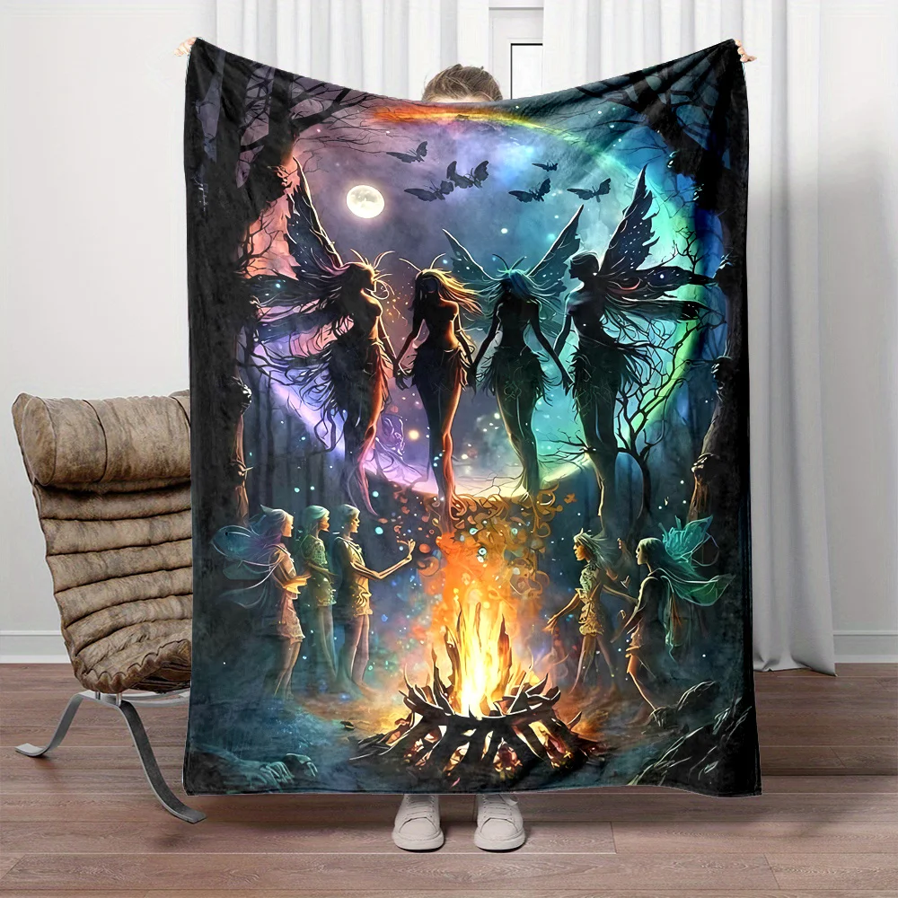 

Одеяло Enchanted Fairy Playing by the Fire — мягкая, двусторонняя фланель, идеально подходит для кровати, дивана, кемпинга и путешествий — легкий автомобиль